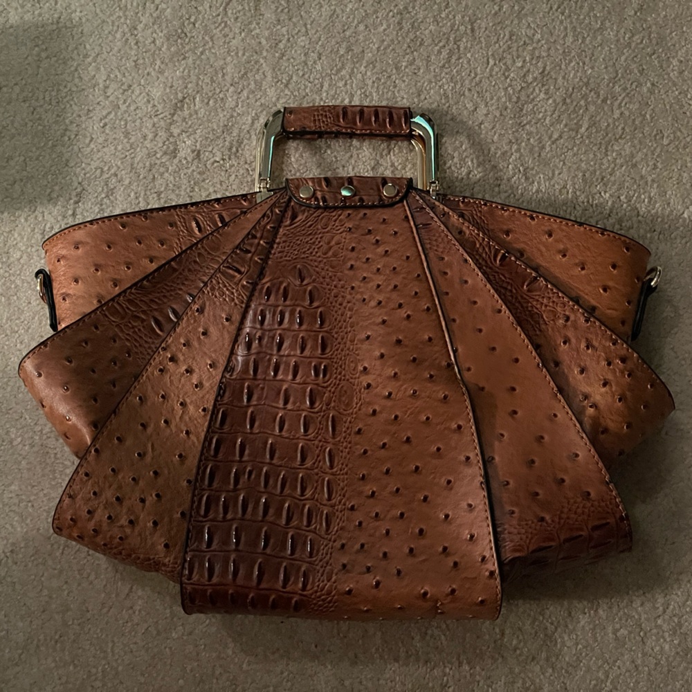 Large brown leather purse